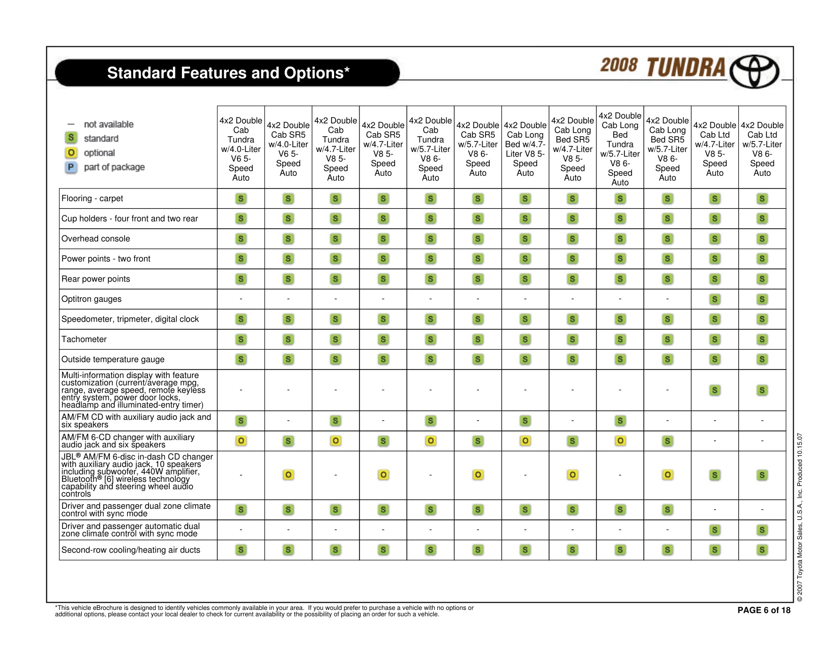 2008 Toyota Tundra RC 4x2 Brochure Page 15